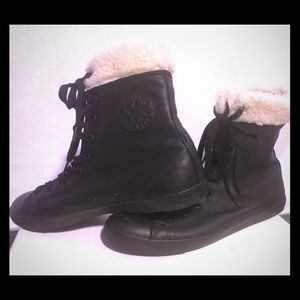 Brand CONVERSE LEATHER HIGH TOPS WITH FAUX TRIM 10